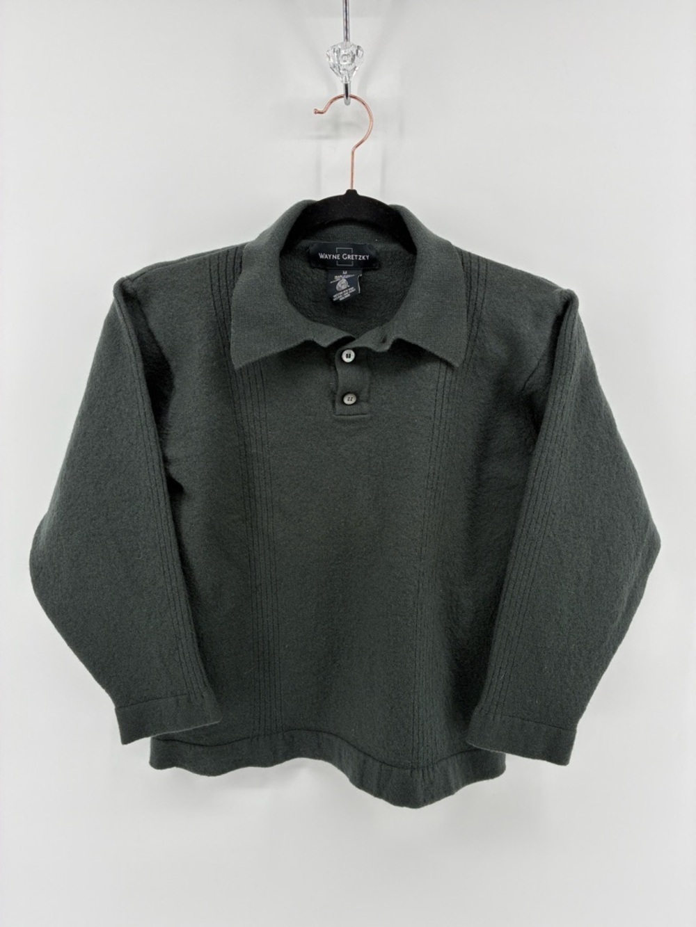 Wayne Gretzky 100% Wool Kids Long Sleeve Polo Shirt Sweater